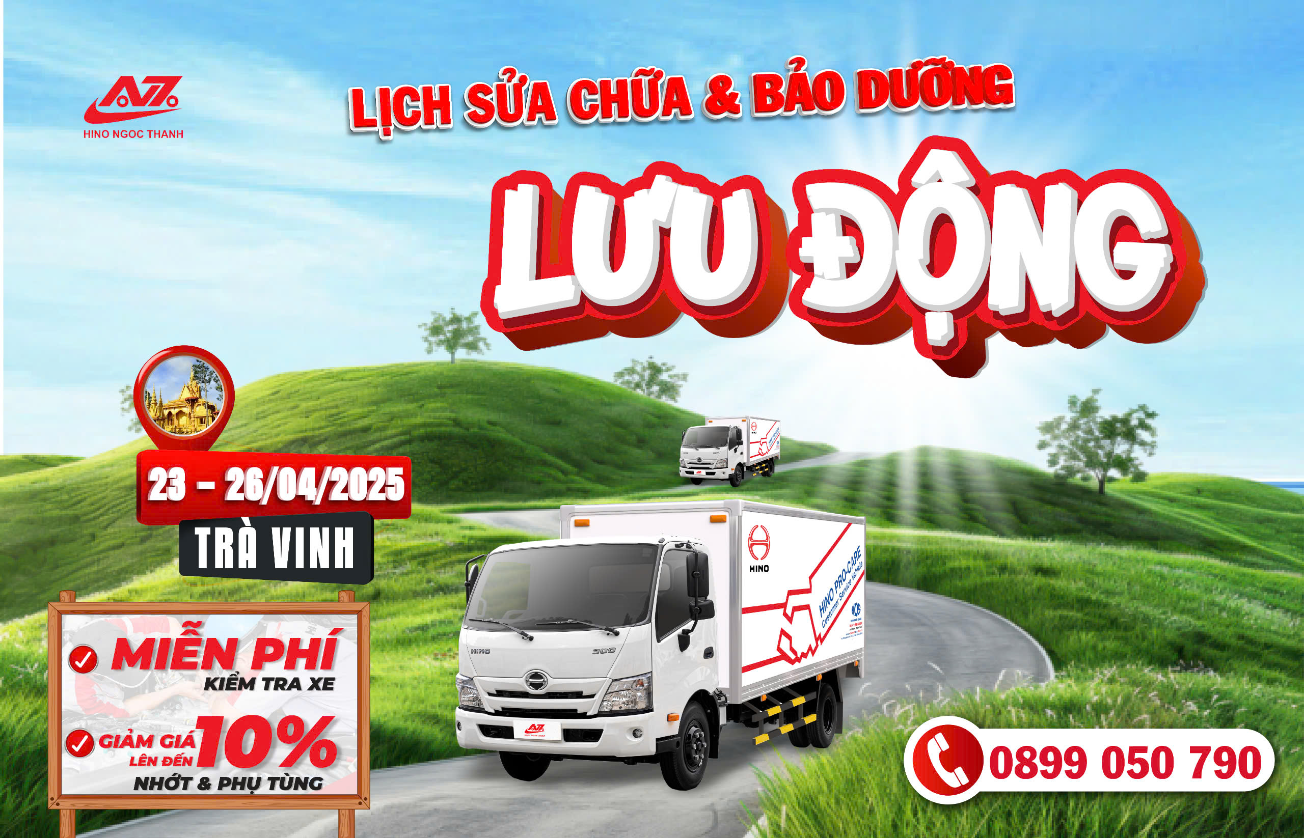 🚛 LỊCH TRÌNH SỬA CHỮA & BẢO DƯỠNG LƯU ĐỘNG THÁNG 4 – HINO PRO-CARE