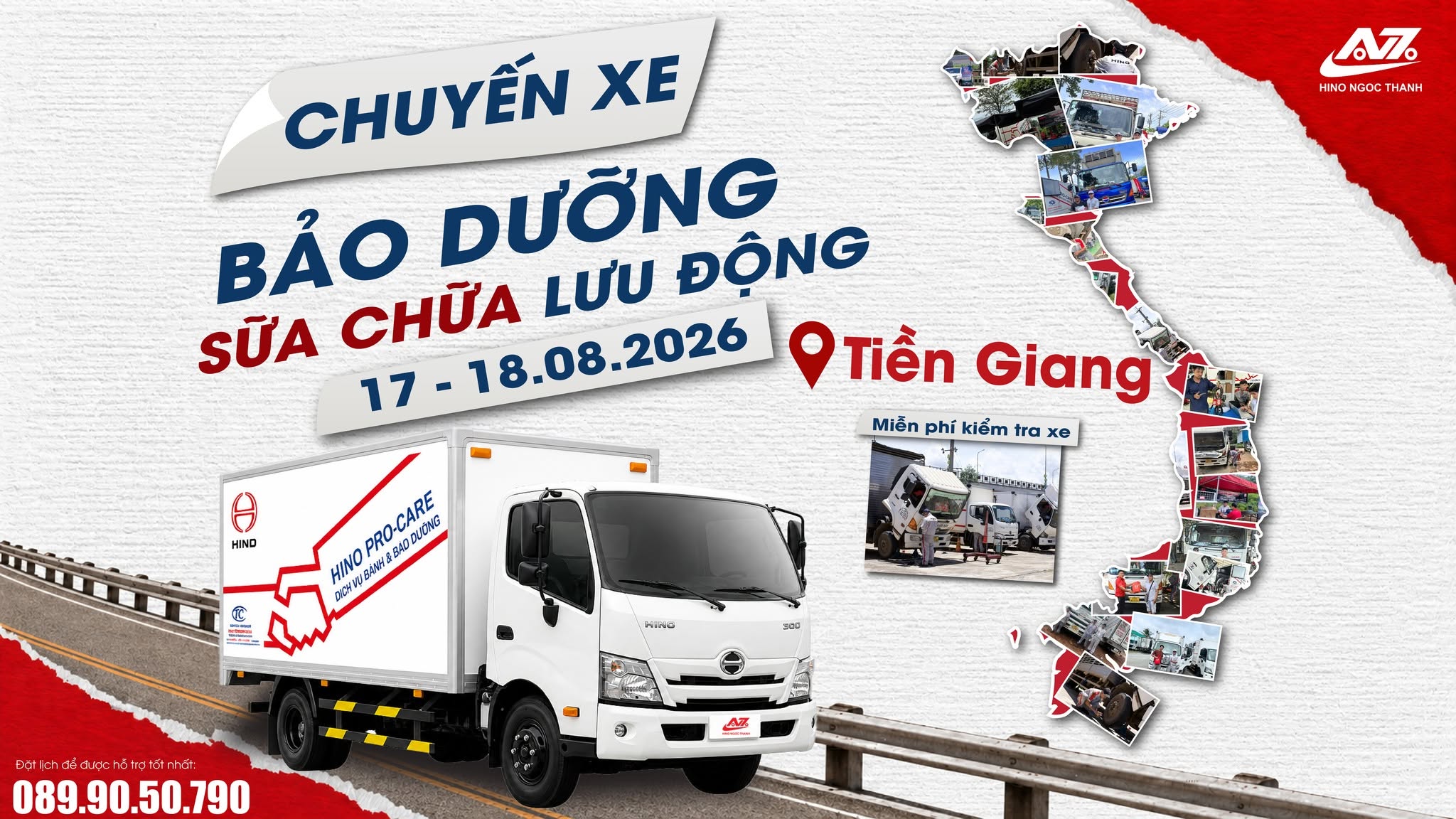 🚛 LỊCH BẢO DƯỠNG & SỬA CHỮA LƯU ĐỘNG – HINO NGỌC THÀNH THÁNG 08.2026