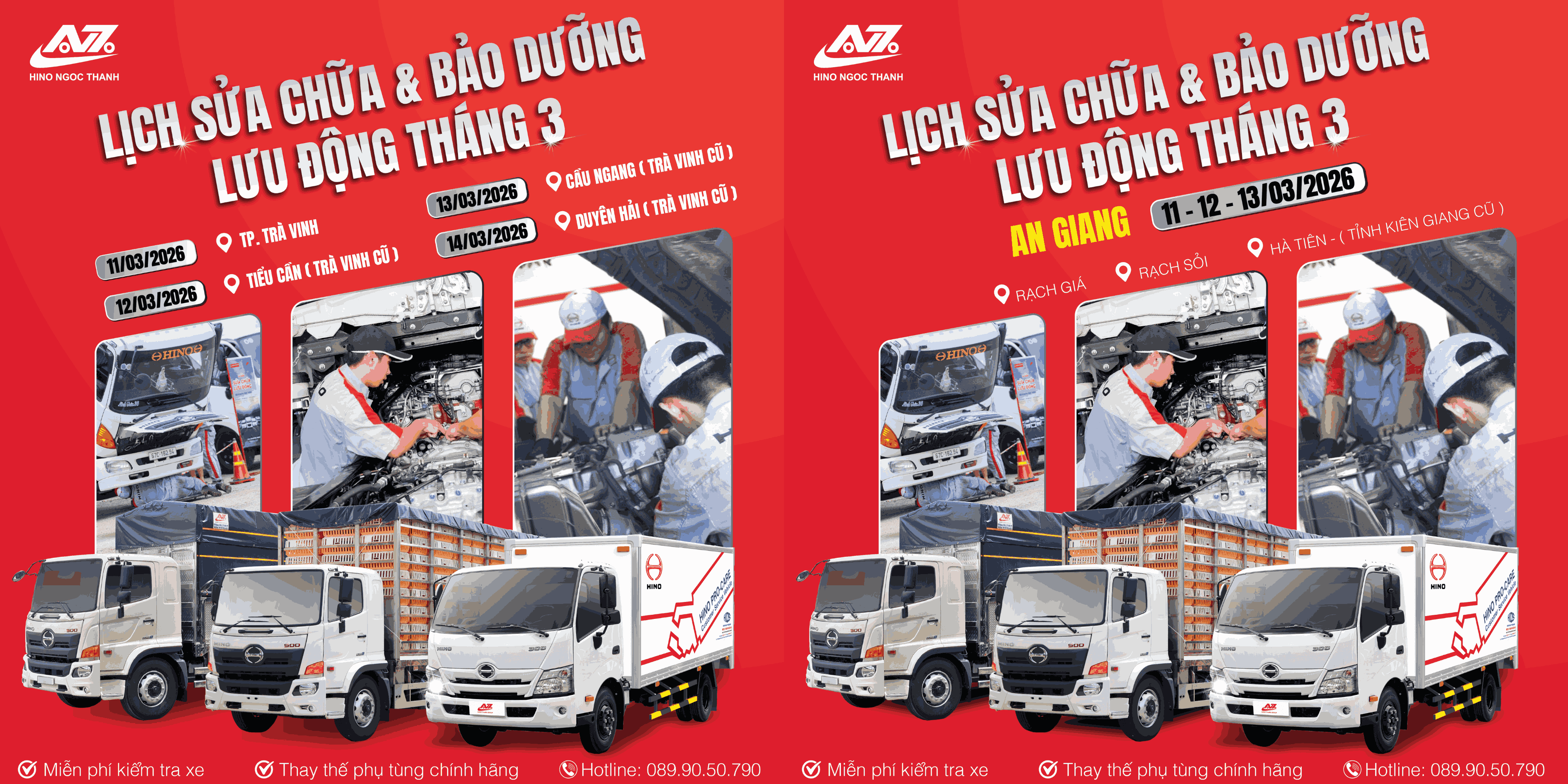 LỊCH SỬA CHỮA, BẢO DƯỠNG LƯU ĐỘNG THÁNG 3/2026