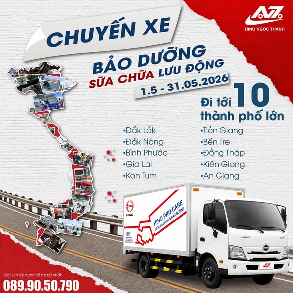 🚛 LỊCH BẢO DƯỠNG & SỬA CHỮA LƯU ĐỘNG – HINO NGỌC THÀNH THÁNG 05.2026