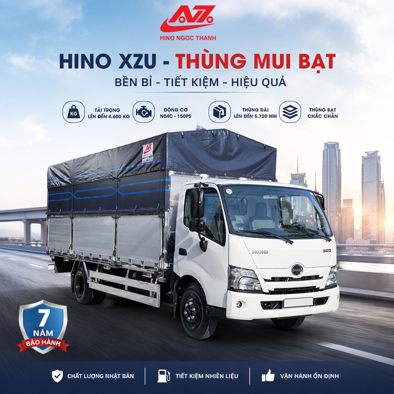 HINO XZU SERIES 300 – THÙNG MUI BẠT: ĐẦU TƯ THÔNG MINH, SINH LỜI BỀN VỮNG